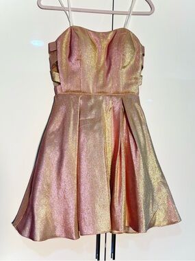 Blondie Nites light pink color shift strapless dress with cutouts